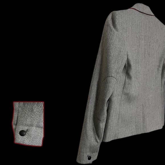 NWOT $118 GAP | The Academy |  Lined | Herringbone Blazer in Gray & White - Picture 5 of 8